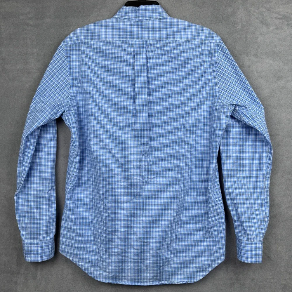 Ralph Lauren Mens Plaid Button Down Shirt Long Sleeve Blue White Size M‎ Pony